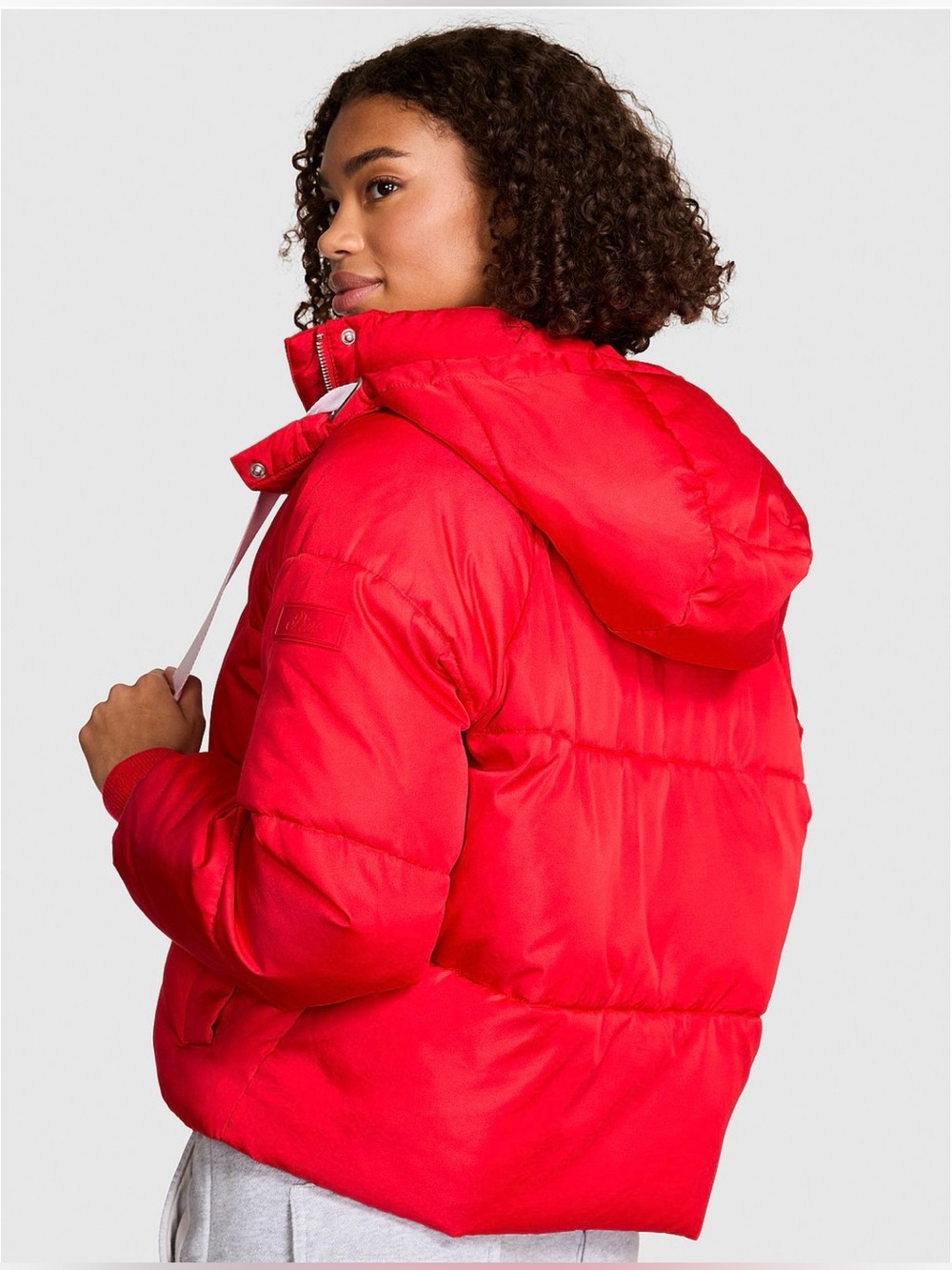 PINK Victoria's Secret Red Cropped Puffer Jacket- Size XL New